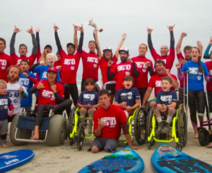 CAF Challenged Athletes Foundation and SEA Surf Education Academy team up at La Jolla Shores for CAF surf event for adaptive surfing