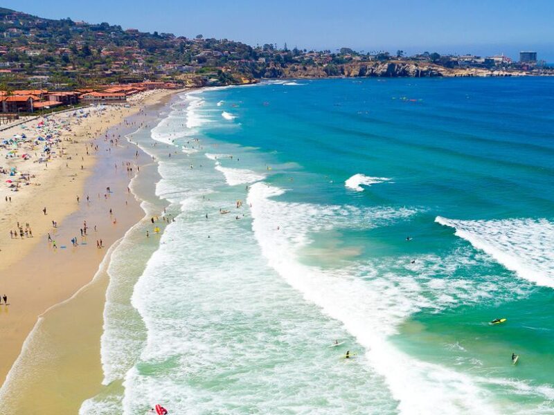 aerial view of la jolla shores from surf education academy location spot