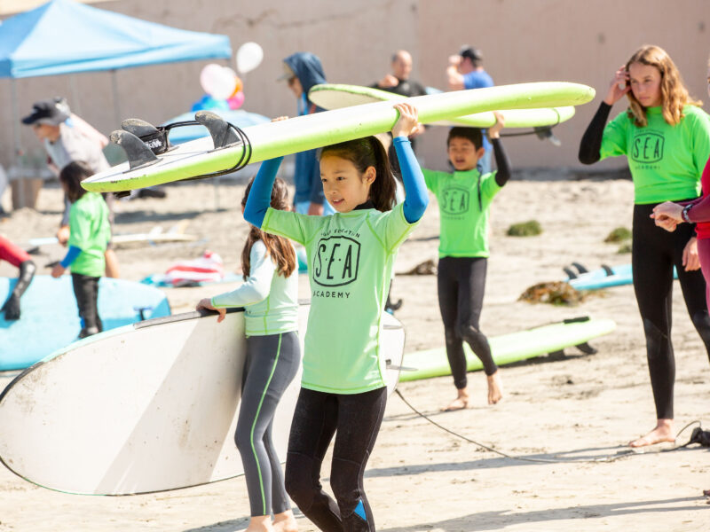 Kids surf lesson and surf camp with Surf Education Academy in La Jolla Shores San Diego