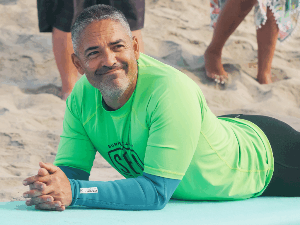 SEA surf lessons at La Jolla shores in San Diego California with an adult