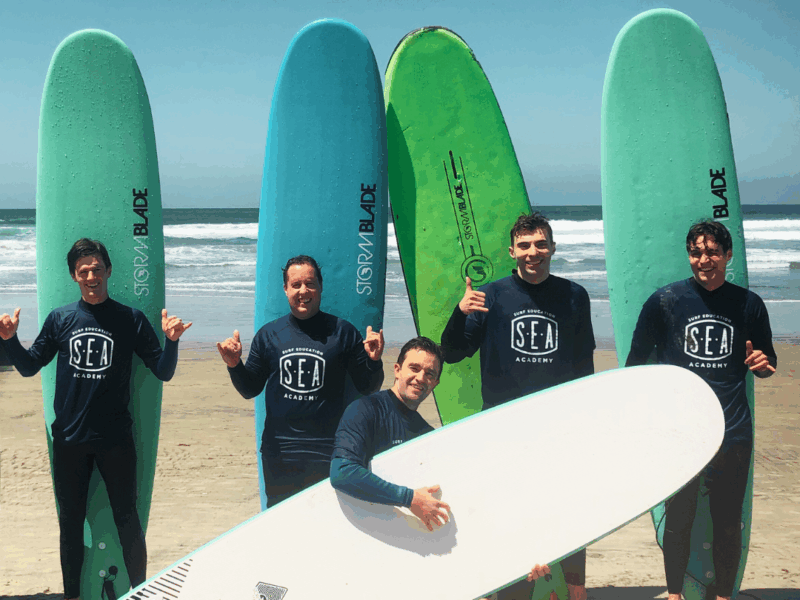 SEA surf lessons at La Jolla shores in San Diego Califronia with a group of adults