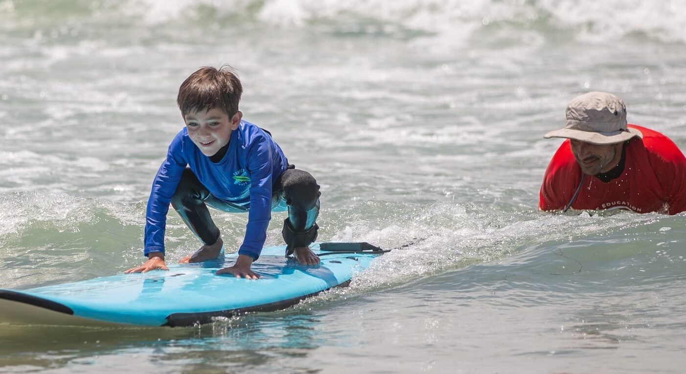 Surf Eduation Academy Mini Grom Surf Camp kids surfing in La Jolla Shores