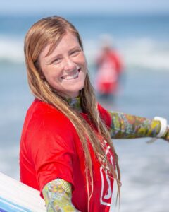 Surf Instructor female at la jolla shores for Surf Education Academy