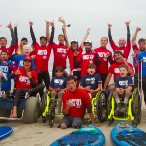 CAF Challenged Athletes Foundation and SEA Surf Education Academy team up at La Jolla Shores for CAF surf event for adaptive surfing